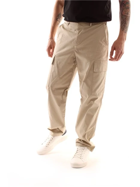 PANTALONI CARGO IN PURO COTONE UOMO BEIGE