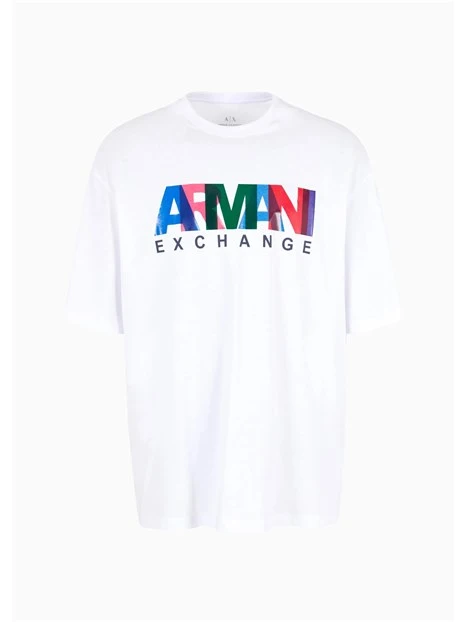 T-SHIRT MANICA CORTA CON LOGO MULTICOLORE UOMO BIANCO