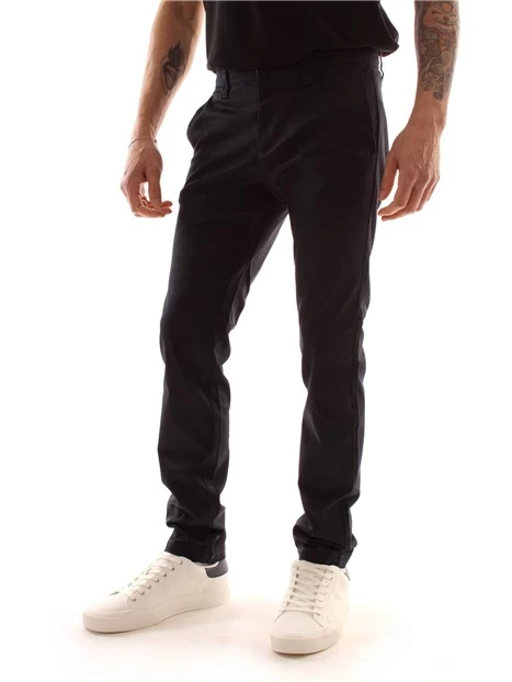 PANTALONI CHINO LINEA DRITTA MISTO COTONE UOMO BLU