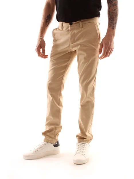 PANTALONI CHINO LINEA DRITTA MISTO COTONE UOMO BEIGE