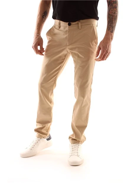 PANTALONI CHINO LINEA DRITTA MISTO COTONE UOMO BEIGE