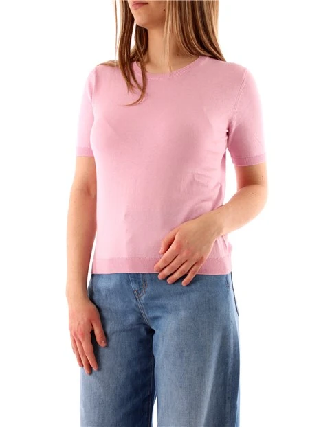 T-SHIRT MANICA CORTA IN MISTO SETA DONNA ROSA