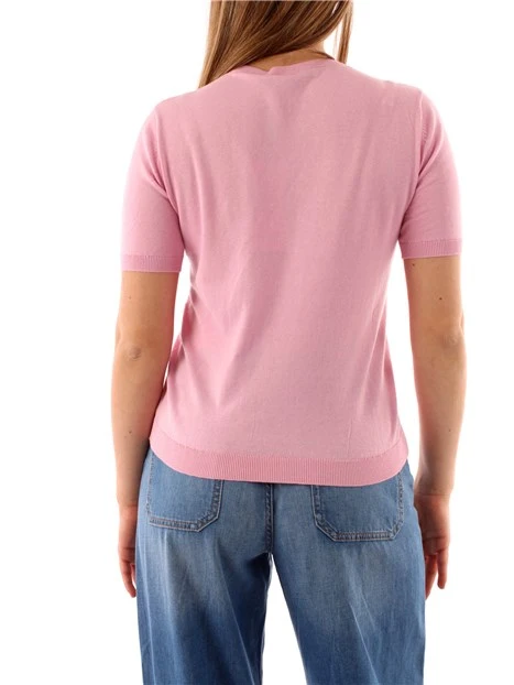 T-SHIRT MANICA CORTA IN MISTO SETA DONNA ROSA