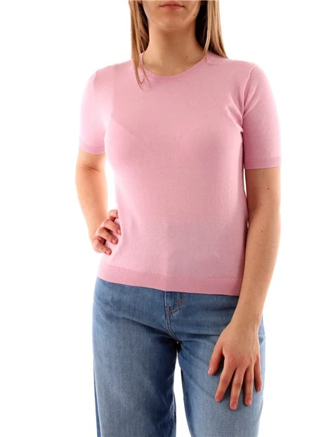 T-SHIRT MANICA CORTA IN MISTO SETA DONNA ROSA