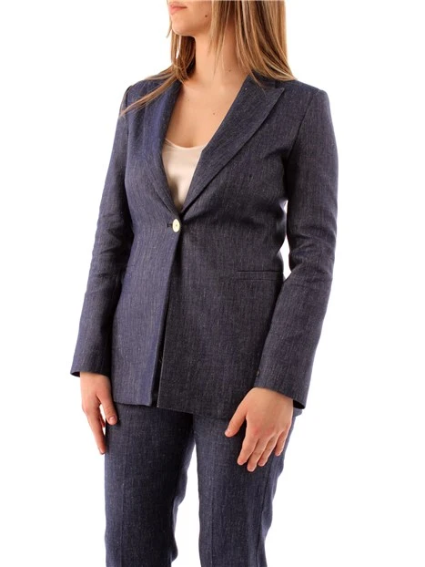 GIACCA BLAZER IN MISTO LINO DONNA BLU