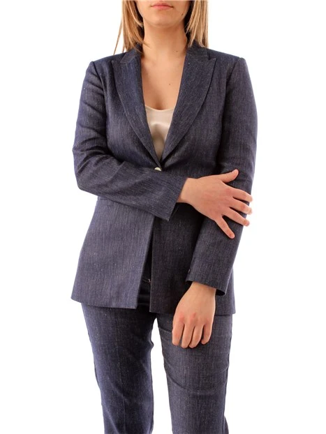 GIACCA BLAZER IN MISTO LINO DONNA BLU