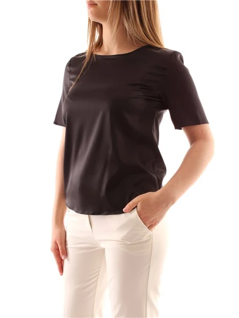 BLUSA IN SETA GIROCOLLO DONNA NERO