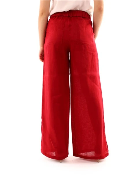 PANTALONI PALAZZO IN LINO DONNA BORDEAUX