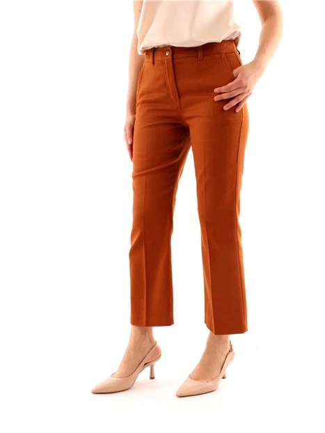 PANTALONI CROPPED A ZAMPA FLARE DONNA MARRONE