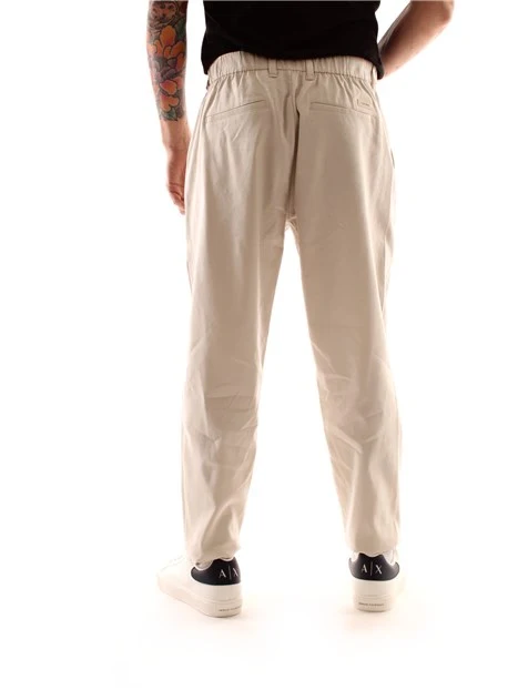 PANTALONI CHINO IN MISTO LINO UOMO BEIGE