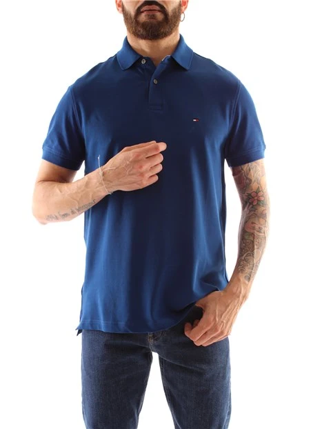 POLO MANICA CORTA IN PIQUET DI COTONE CON LOGO RICAMATO UOMO BLU