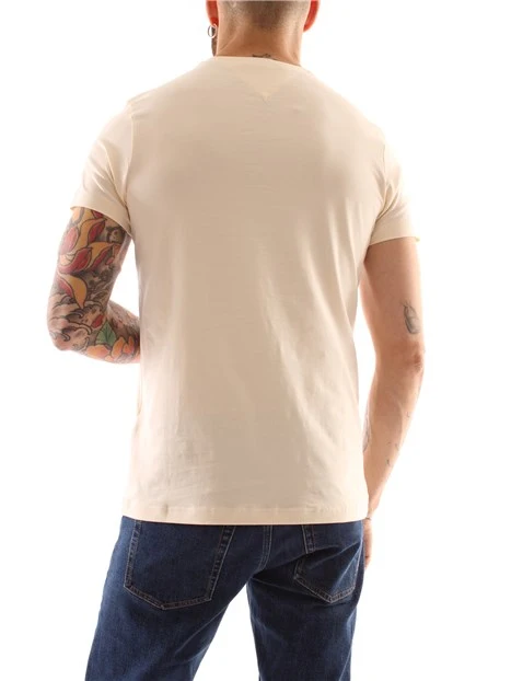 T-SHIRT MANICA CORTA CON BANDIERINA LOGO UOMO BIANCO