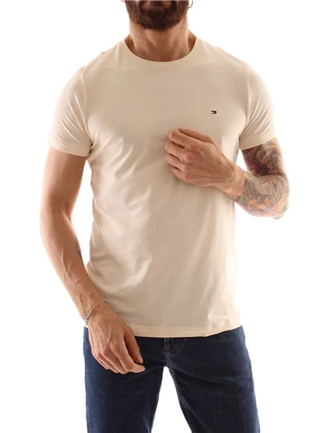 T-SHIRT MANICA CORTA CON BANDIERINA LOGO UOMO BIANCO