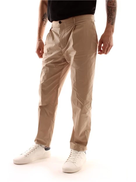 PANTALONI CHINO IN MISTO COTONE UOMO BEIGE