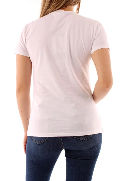 T-SHIRT MANICA CORTA CON STAMPA LOGO FLOREALE DONNA BIANCO