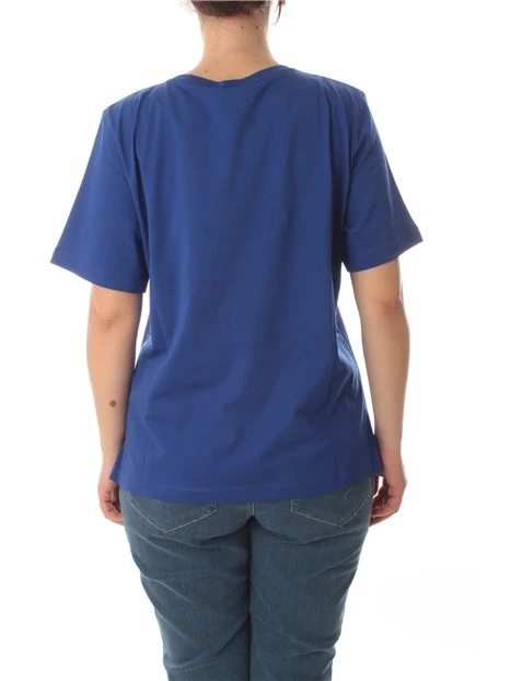 T-SHIRT MANICA CORTA IN PURO COTONE CON STAMPA DONNA BLU