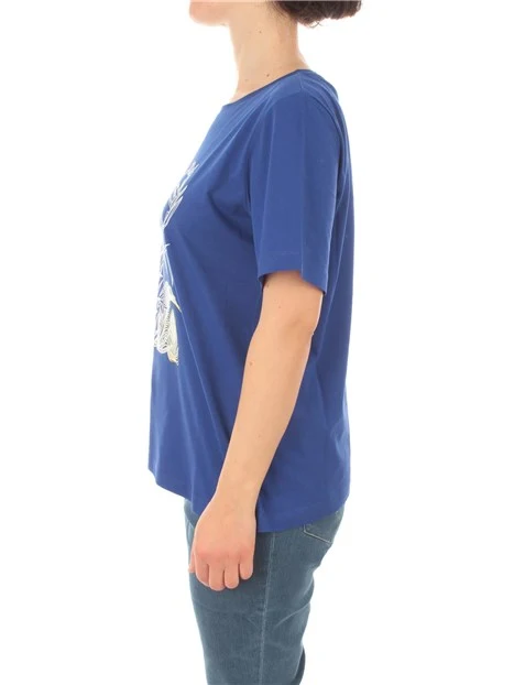 T-SHIRT MANICA CORTA IN PURO COTONE CON STAMPA DONNA BLU