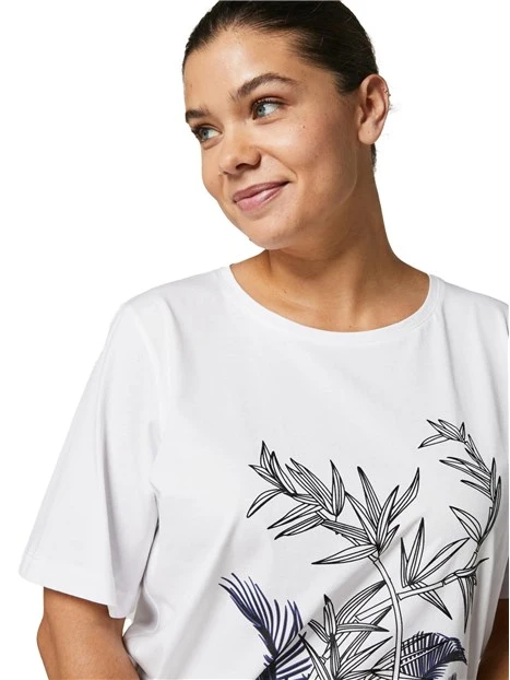 T-SHIRT MANICA CORTA IN PURO COTONE CON STAMPA DONNA BIANCO