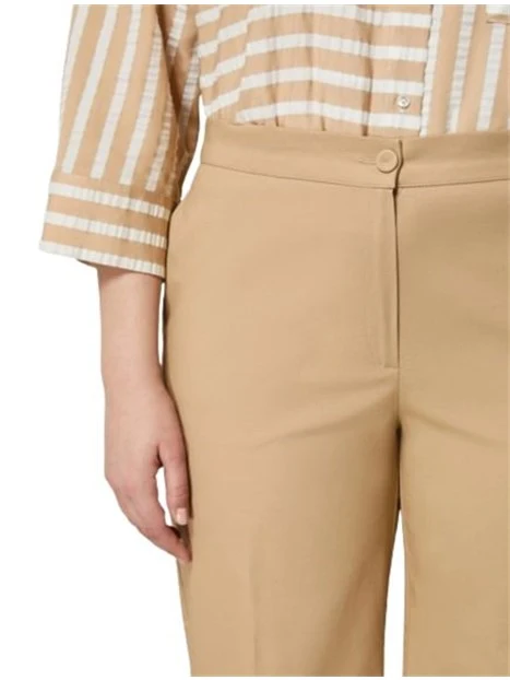 PANTALONI CROPPED IN GABARDINA DI COTONE DONNA BEIGE