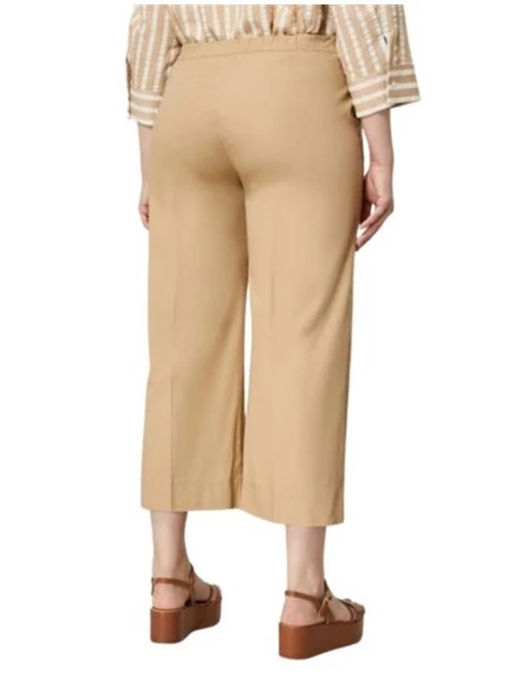 PANTALONI CROPPED IN GABARDINA DI COTONE DONNA BEIGE