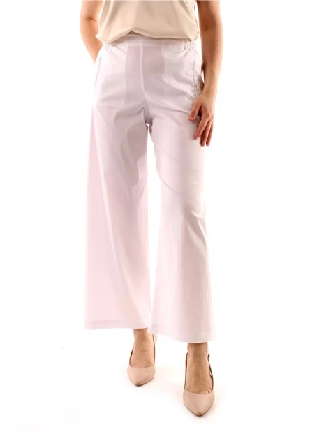 PANTALONI PALAZZO IN COTONE DONNA BIANCO