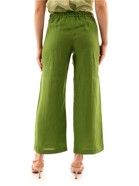 PANTALONI PALAZZO IN LINO DONNA VERDE