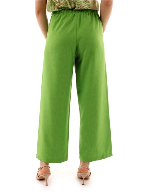 PANTALONI PALAZZO IN PURO LINO DONNA VERDE