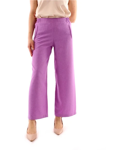 PANTALONI PALAZZO IN LINO DONNA LILLA