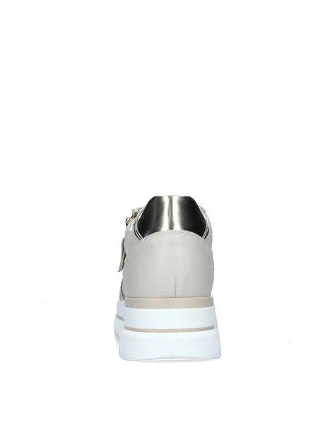 SNEAKERS PLATFORM CON STRASS E DOPPIA CHIUSURA DONNA BEIGE ORO