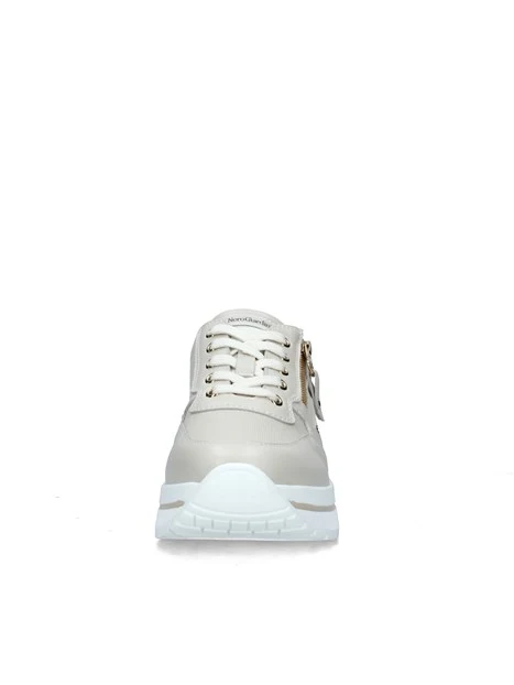 SNEAKERS PLATFORM CON STRASS E DOPPIA CHIUSURA DONNA BEIGE ORO