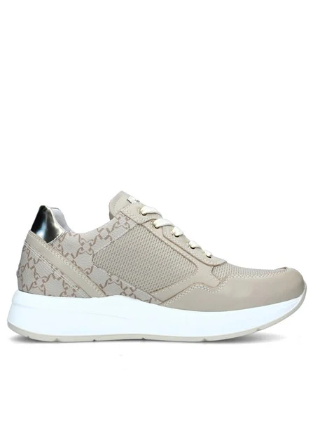 SNEAKERS PLATFORM CON TRAMA NG E DOPPIA CHIUSURA DONNA BEIGE ORO