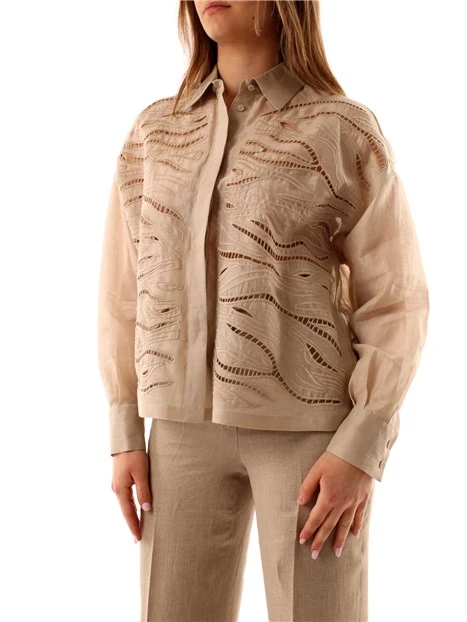 CAMICIA MANICA LUNGA TRAFORATA DONNA BEIGE