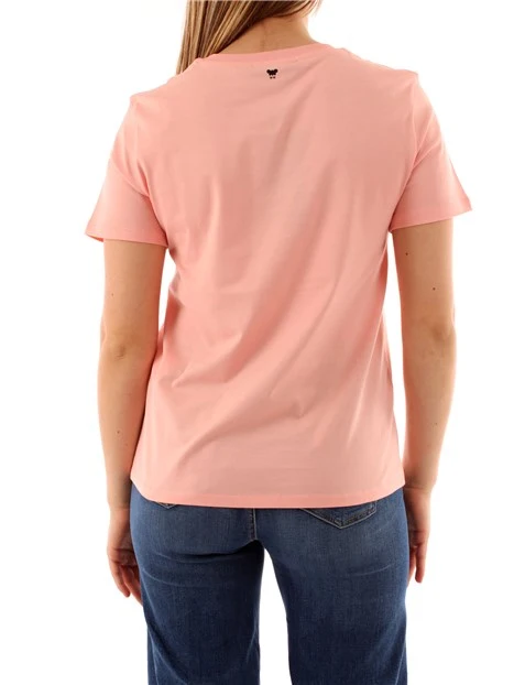 T-SHIRT MANICA CORTA IN COTONE CON STAMPA FLOREALE DONNA ROSA