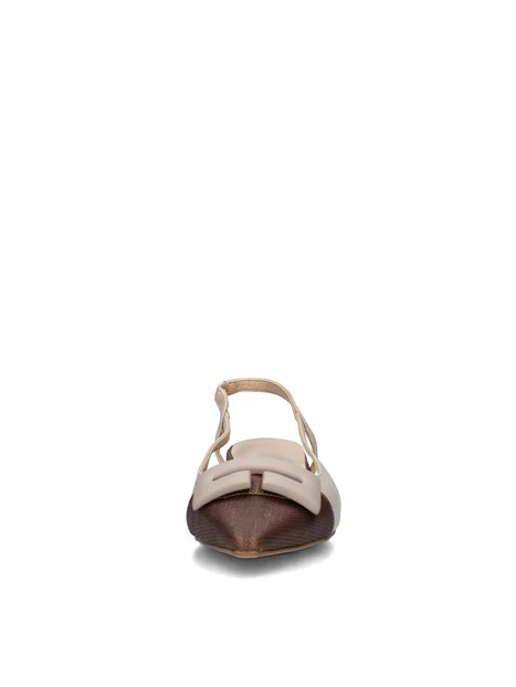 SLINGBACK BICOLORE CON SOLETTA IN PELLE DONNA MARRONE BEIGE