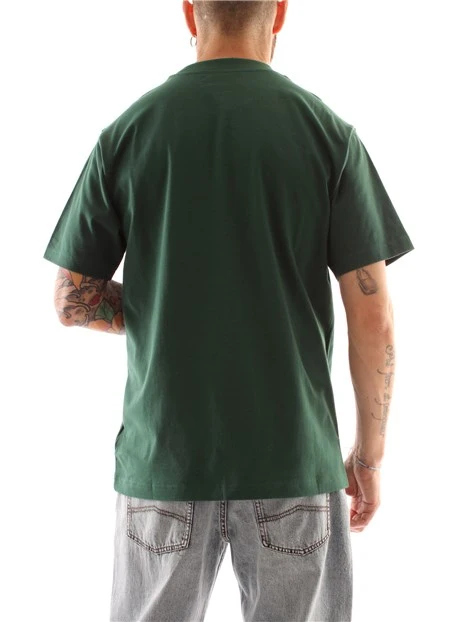 T-SHIRT MANICA CORTA IN PURO COTONE LOGO A CONTRASTO UOMO VERDE