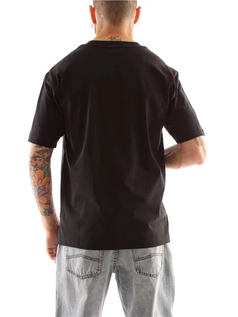 T-SHIRT MANICA CORTA IN PURO COTONE CON STAMPA UOMO NERO