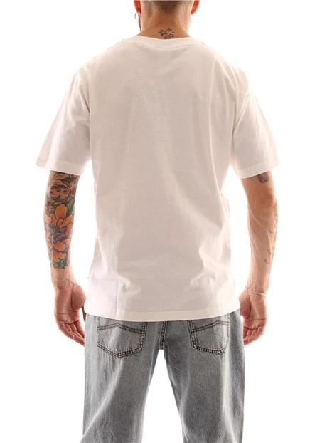 T-SHIRT MANICA CORTA IN PURO COTONE CON STAMPA UOMO BIANCO