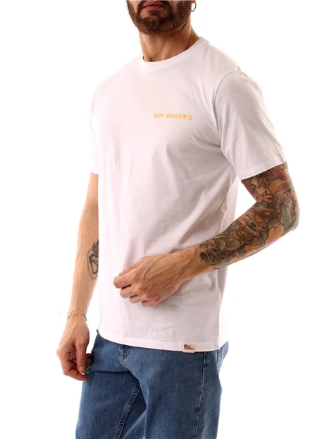 T-SHIRT MANICA CORTA CON LOGO STAMPATO A CONTRASTO UOMO BIANCO