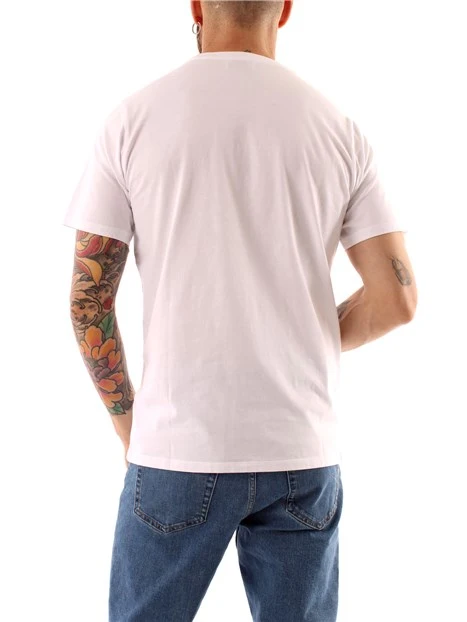 T-SHIRT MANICA CORTA CON LOGO STAMPATO A CONTRASTO UOMO BIANCO