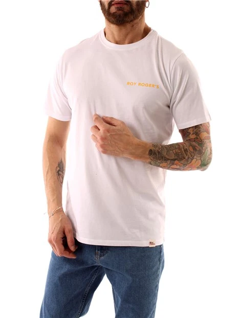 T-SHIRT MANICA CORTA CON LOGO STAMPATO A CONTRASTO UOMO BIANCO