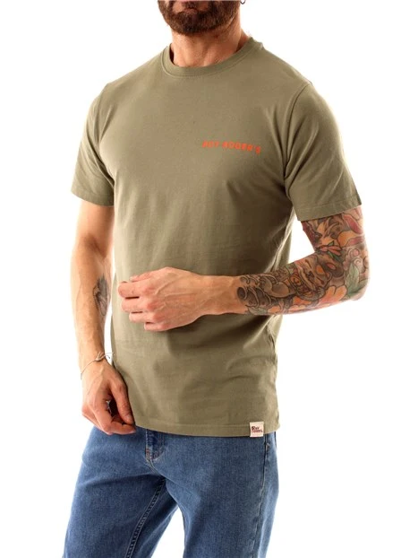 T-SHIRT MANICA CORTA CON LOGO STAMPATO A CONTRASTO UOMO VERDE