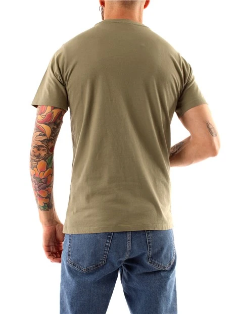 T-SHIRT MANICA CORTA CON LOGO STAMPATO A CONTRASTO UOMO VERDE