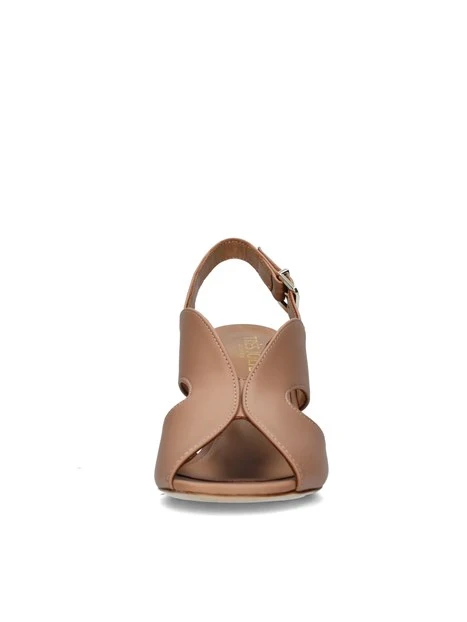 SANDALI TACCO ALTO IN PELLE CON CINTURINO REGOLABILE DONNA BEIGE