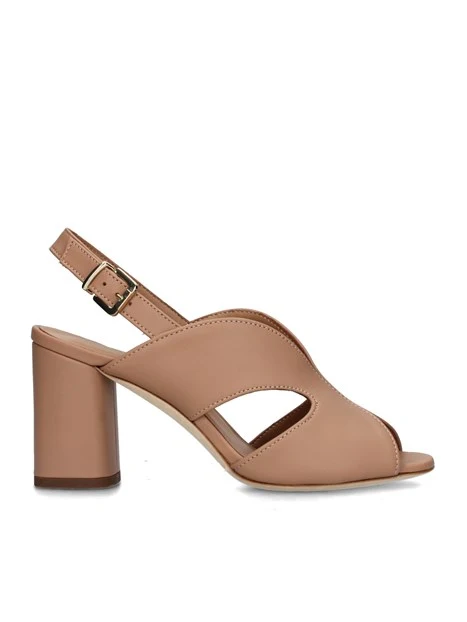 SANDALI TACCO ALTO IN PELLE CON CINTURINO REGOLABILE DONNA BEIGE