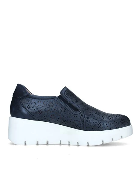 SNEAKERS SLIP ON CON ZEPPA TRAMA TRAFORATA DONNA BLU