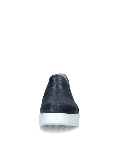 SNEAKERS SLIP ON CON ZEPPA TRAMA TRAFORATA DONNA BLU