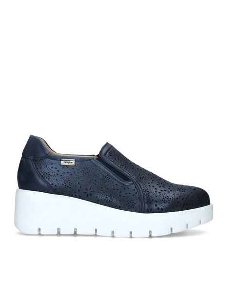 SNEAKERS SLIP ON CON ZEPPA TRAMA TRAFORATA DONNA BLU