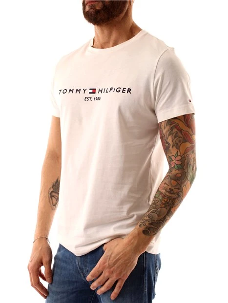 T-SHIRT MANICA CORTA CON STAMPA LOGATA UOMO BIANCO