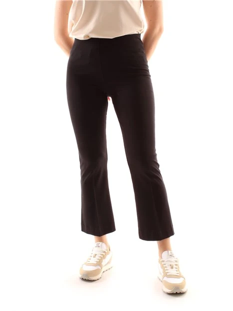 PANTALONI CROPPED A TROMBETTA IN PUNTO MILANO DONNA NERO