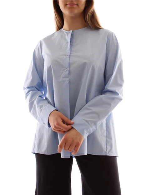 BLUSA GIROCOLLO IN PURO COTONE DONNA AZZURRO